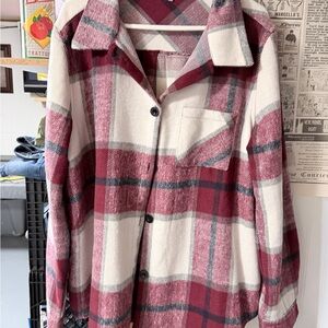 1 Clique Red & Cream Plaid Button-Up